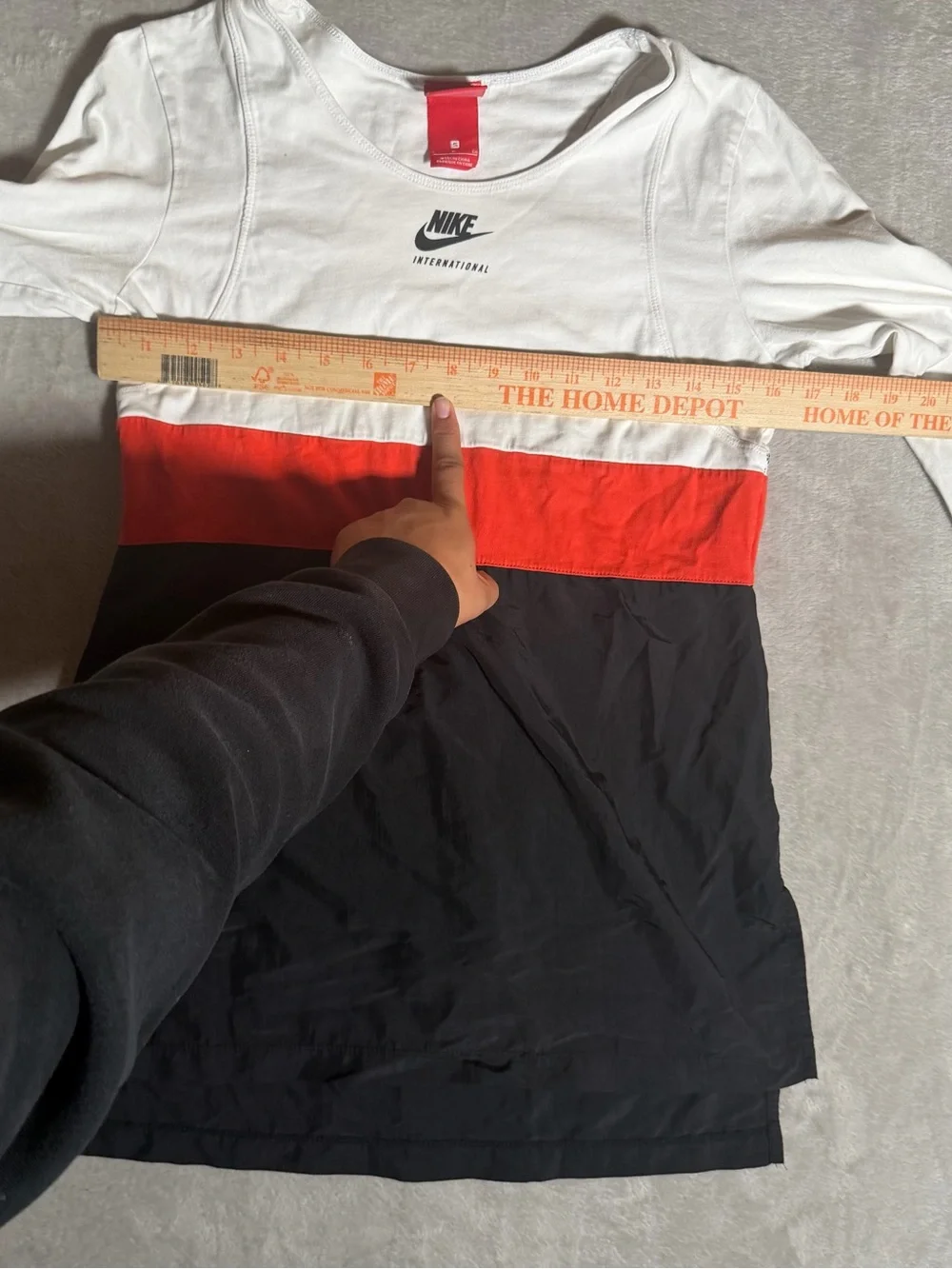 Nike White, Red & Black Colorblock Long Sleeve Girls Dress